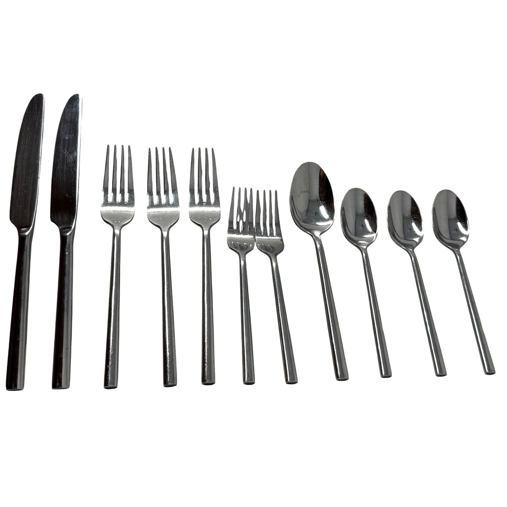 Oneida Diameter Style Rounded Smooth Glossy Flatware 11 Pcs Forks Spoons Knives